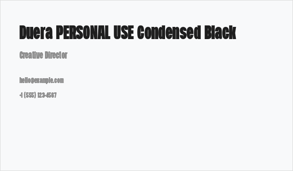 Duera PERSONAL USE Condensed Black Business Card