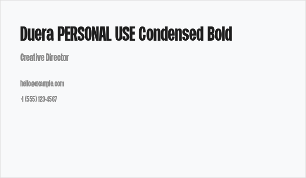 Duera PERSONAL USE Condensed Bold Business Card