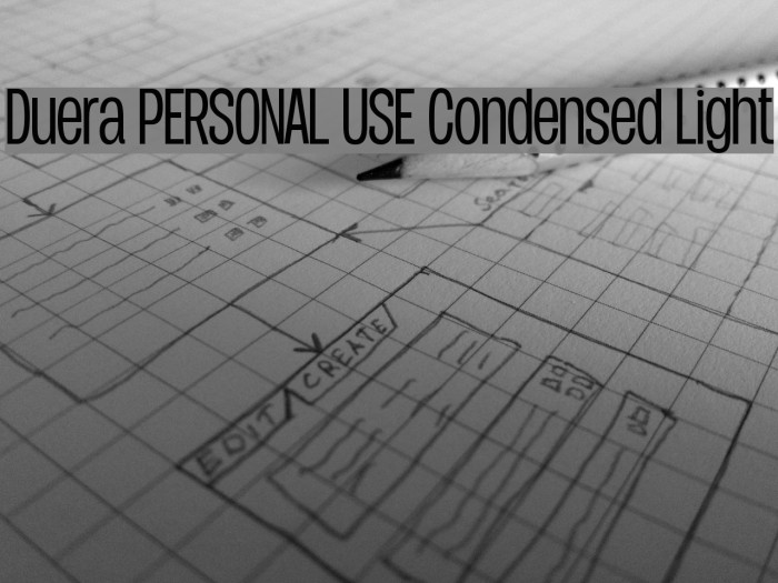 Duera PERSONAL USE Condensed Light Font examples