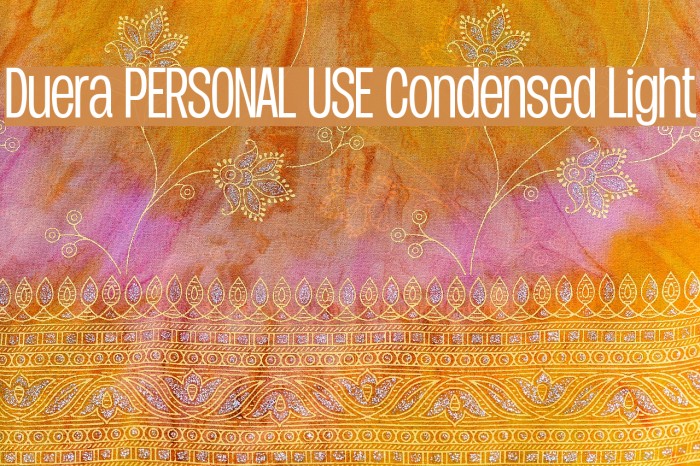Duera PERSONAL USE Condensed Light Font examples