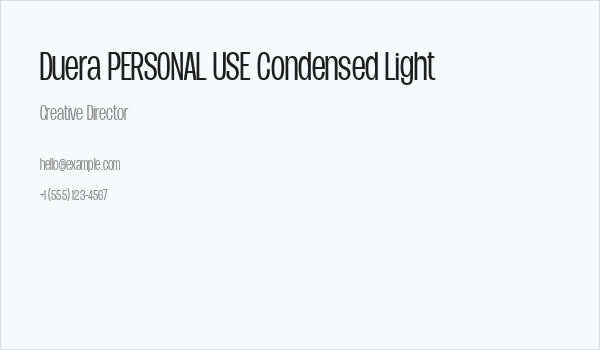 Duera PERSONAL USE Condensed Light Business Card