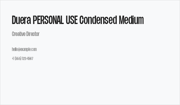 Duera PERSONAL USE Condensed Medium Business Card