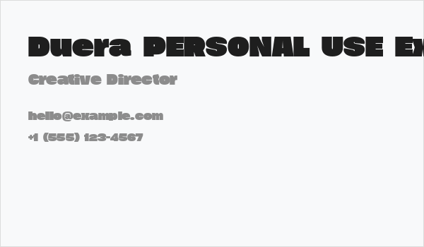 Duera PERSONAL USE Expanded Black Business Card
