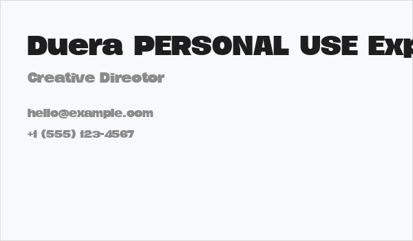 Duera PERSONAL USE Expanded Bold Business Card