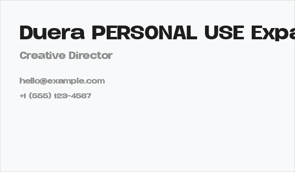 Duera PERSONAL USE Expanded Medium Business Card