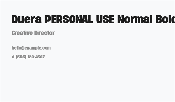 Duera PERSONAL USE Normal Bold Business Card