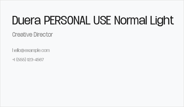 Duera PERSONAL USE Normal Light Business Card