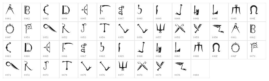 DuererEverydayTools Character Map