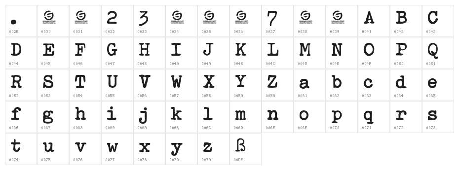 Dull Boy Personal Use Character Map
