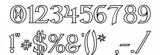 Dumbledor 3 Outline Font OTHER CHARS