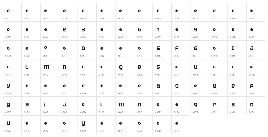 Dunebug Alternates Character Map