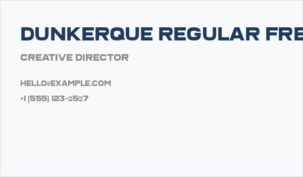 Dunkerque Regular FREE FOR PERSONAL USE ONLY Business Card