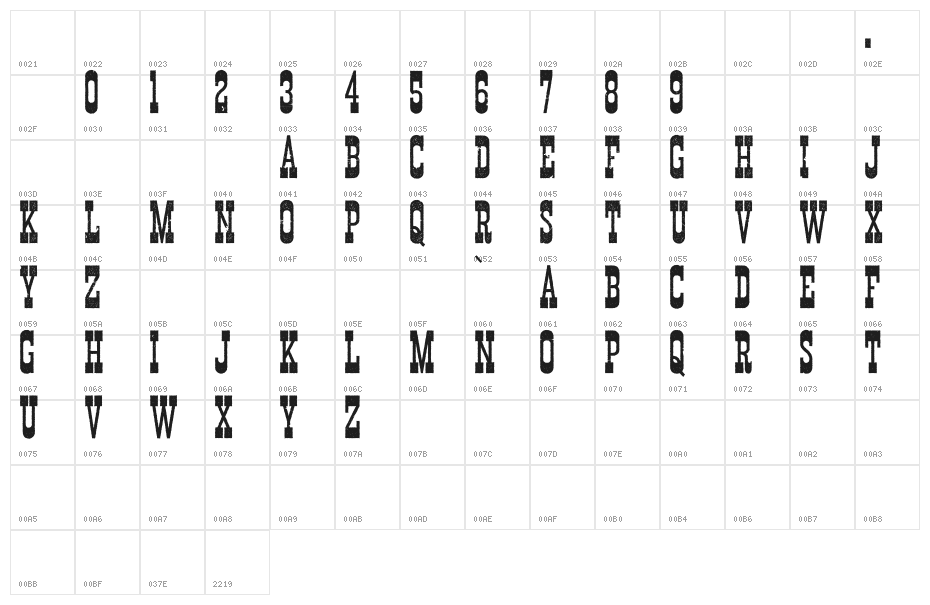Durango Western Eroded Character Map