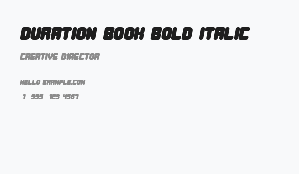 Duration Book Bold Italic Business Card