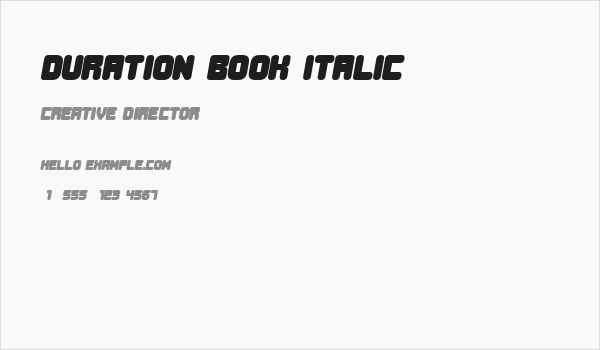 Duration Book Italic Business Card