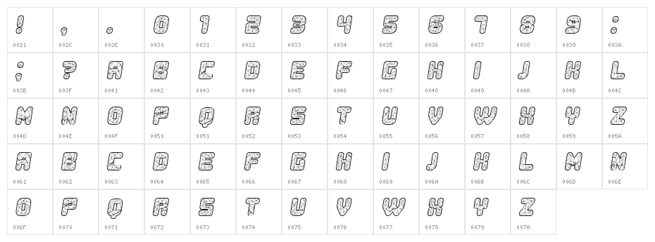 Duration Italic Character Map