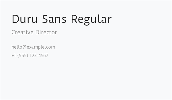 Duru Sans Regular Business Card