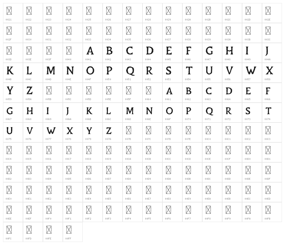 Duskey Free Rough Character Map