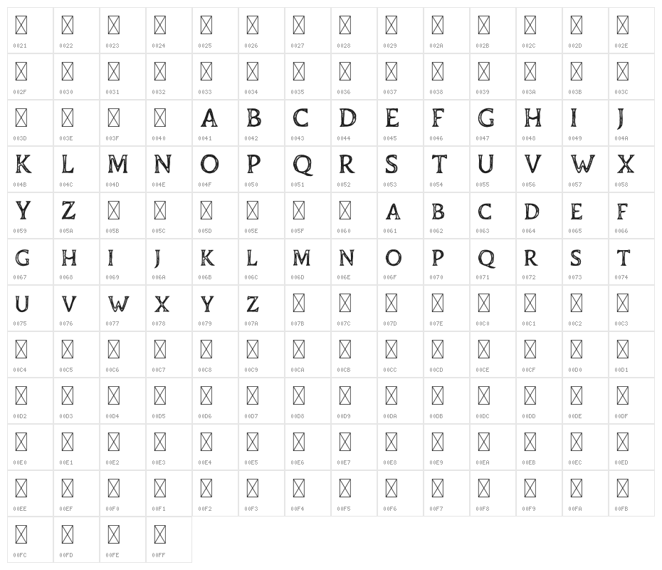 Duskey Free Stamp Character Map