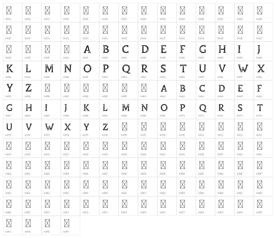 DuskeyFree-Stamp Character Map