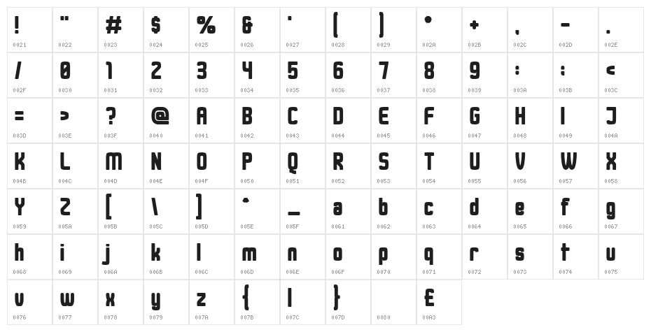Duster AB Thick Character Map