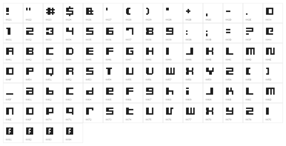 Dusty Pro Regular Character Map