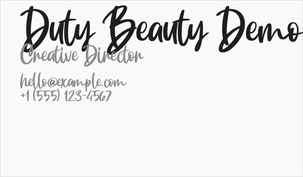 Duty Beauty Demo Business Card