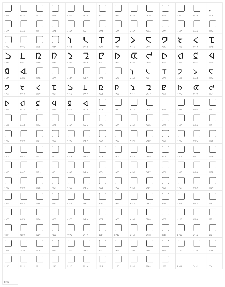 Dwemer Bold Character Map