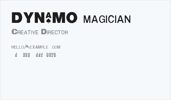 DYNAMO magician Business Card