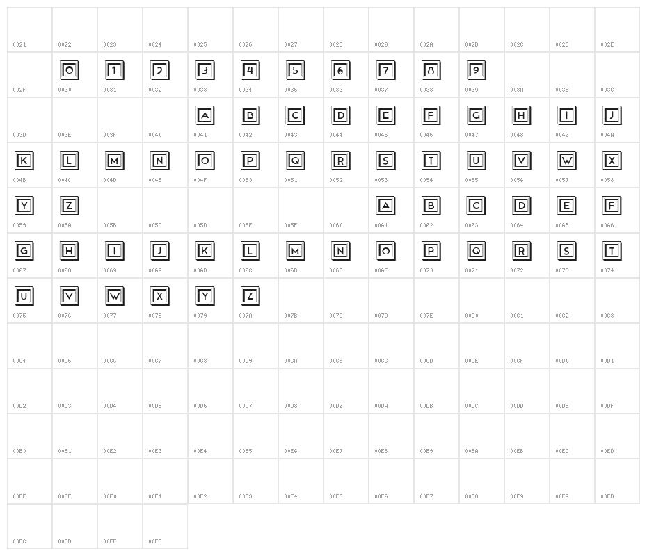 Dylan Regular Character Map