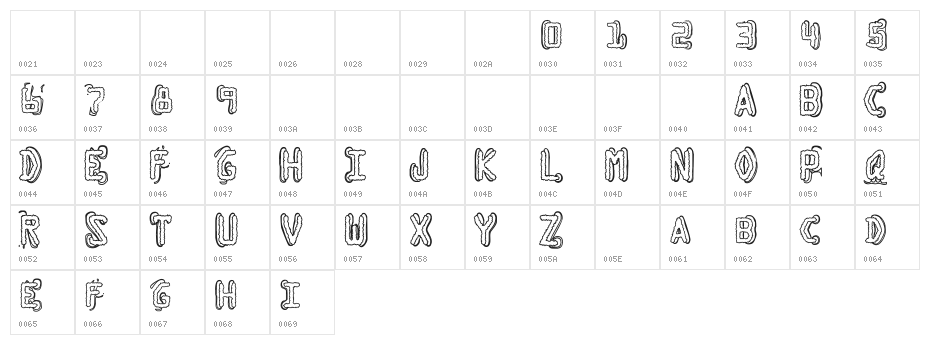 Dymo Grunge Bubble Extras Character Map