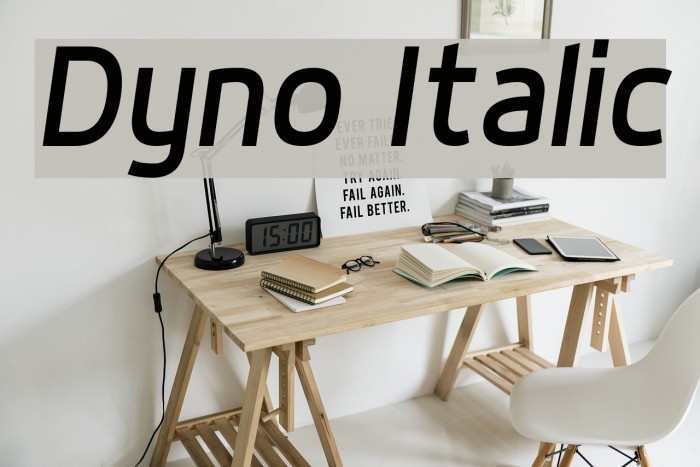 Dyno Italic Font examples