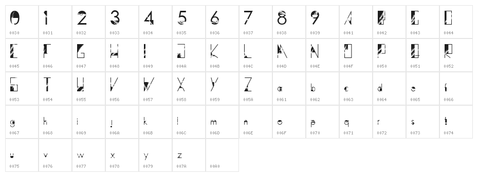 DystopiaRegular Character Map