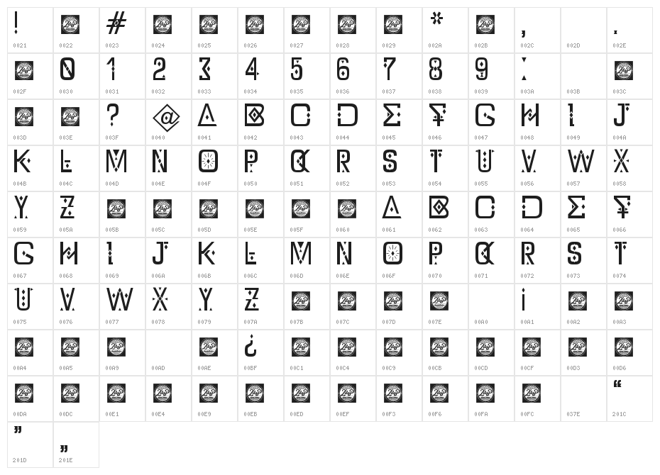 DZ Typography - Zilap Bold Character Map