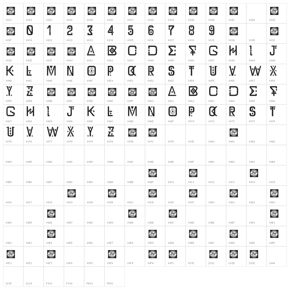 DZ Typography - Zilap Character Map