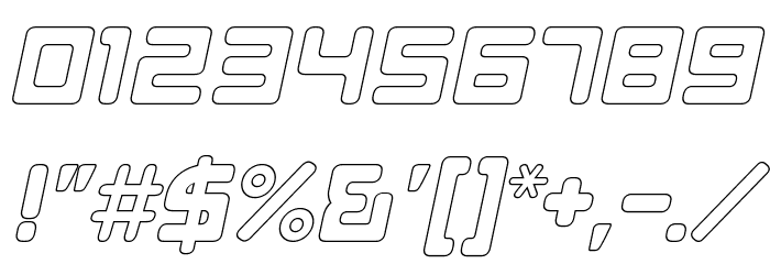 E4 Digital V2 Hollow Italic Font OTHER CHARS
