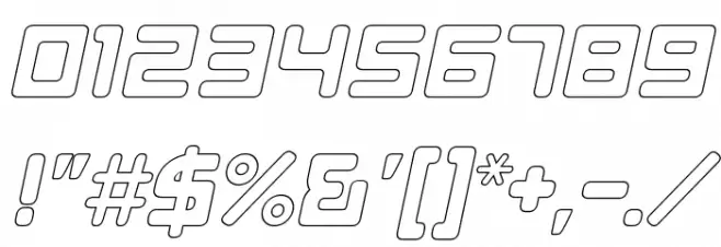 E4 Digital V2 Hollow Italic Schriftart Anderer Schreiben