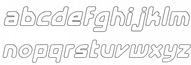 E4 Digital V2 Hollow Italic Schriftart Kleinbuchstaben