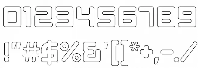 E4 Digital V2 Hollow Regular Font OTHER CHARS
