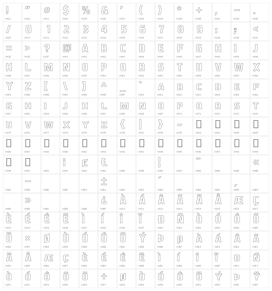 EA Sports Covers SC Bold Outline Character Map