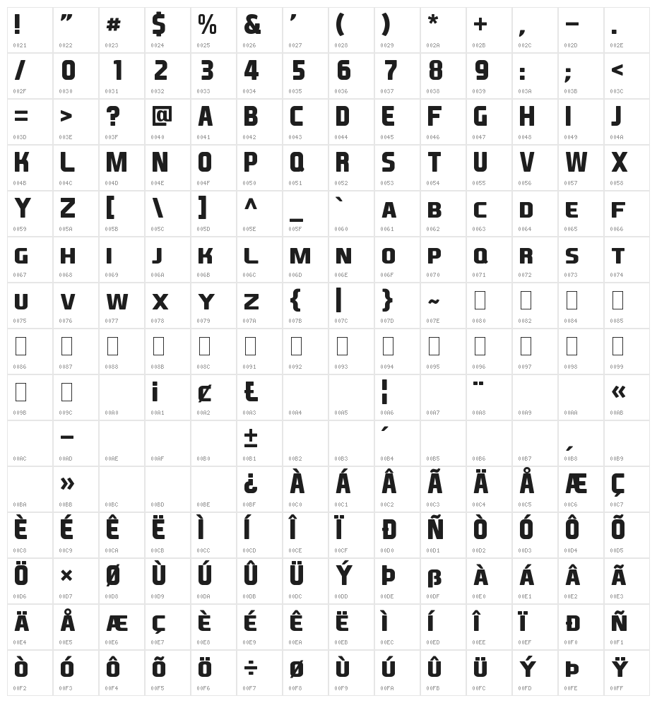 EA Sports Covers SC Bold Character Map