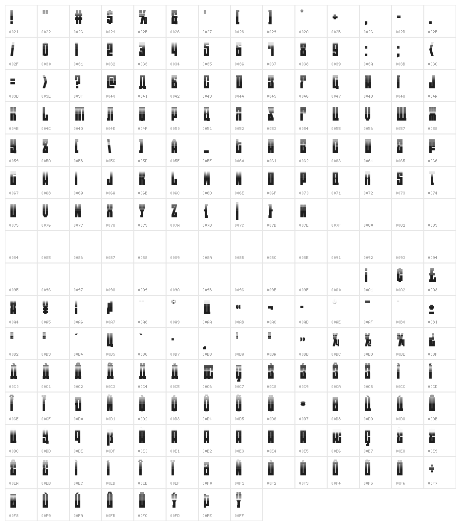 EAST-west Halftone Character Map