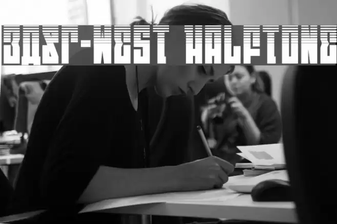 EAST-west Halftone Font examples