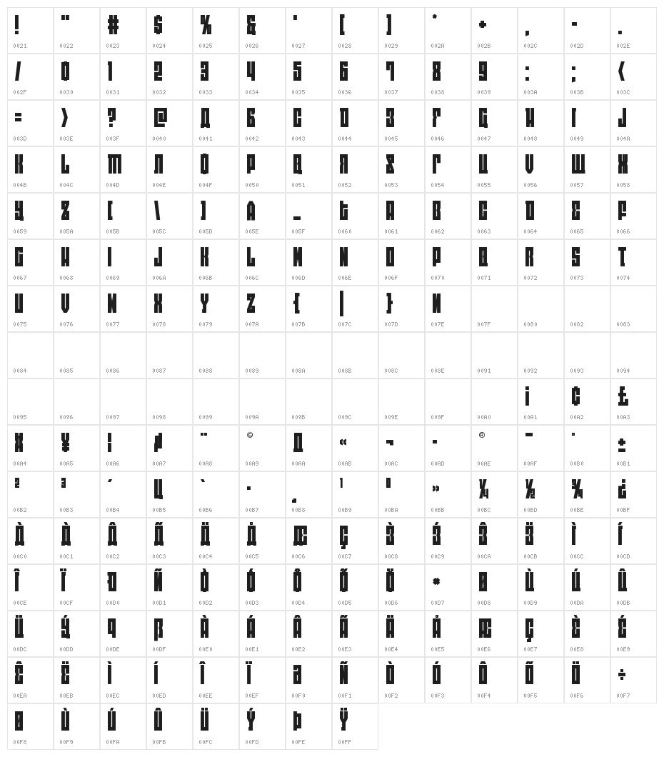 EAST-west Character Map