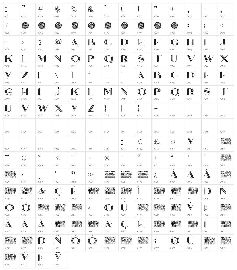 EASTORY DEMO Character Map