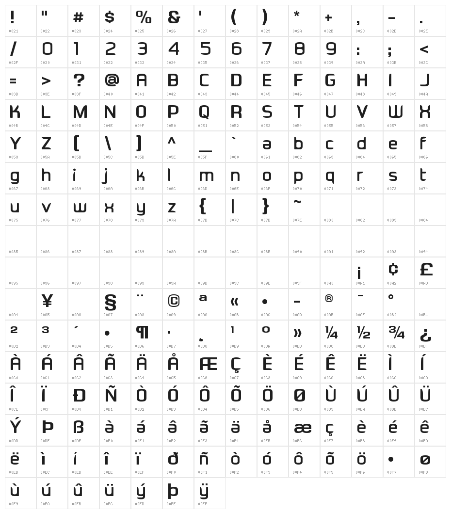 EaDesigner Bold Character Map