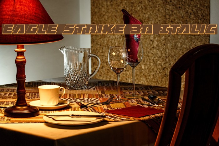 Eagle Strike 3D Italic Font examples