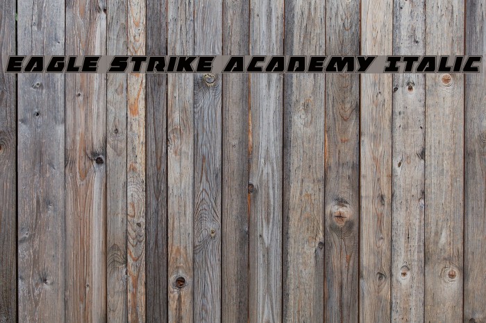 Eagle Strike Academy Italic Font examples