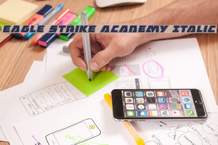 Eagle Strike Academy Italic Font examples
