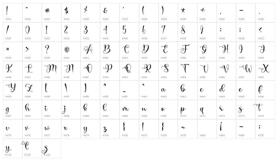 Early Christmas - Personal Use Character Map